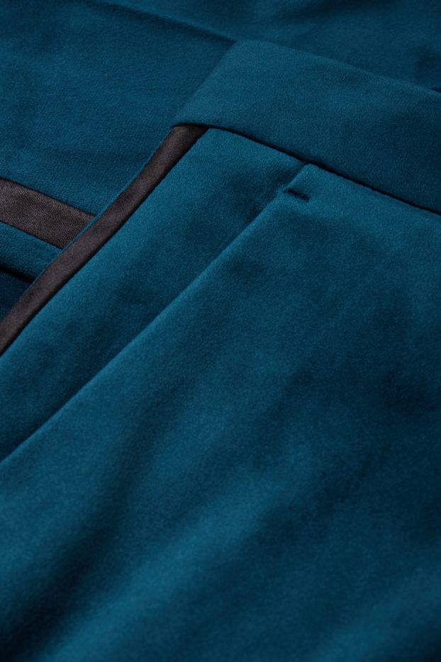 Men - Velvet trousers - slim fit - dark turquoise