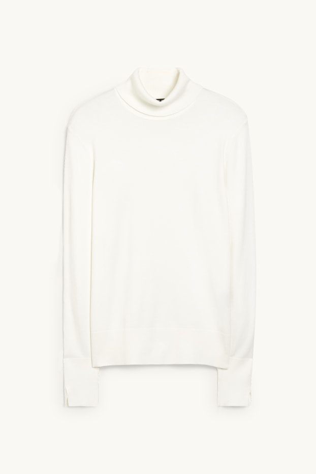 Femmes - Pullover basique à col roulé - blanc crème