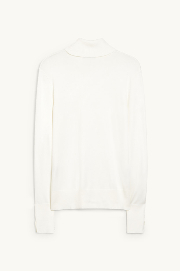 Femmes - Pullover basique à col roulé - blanc crème