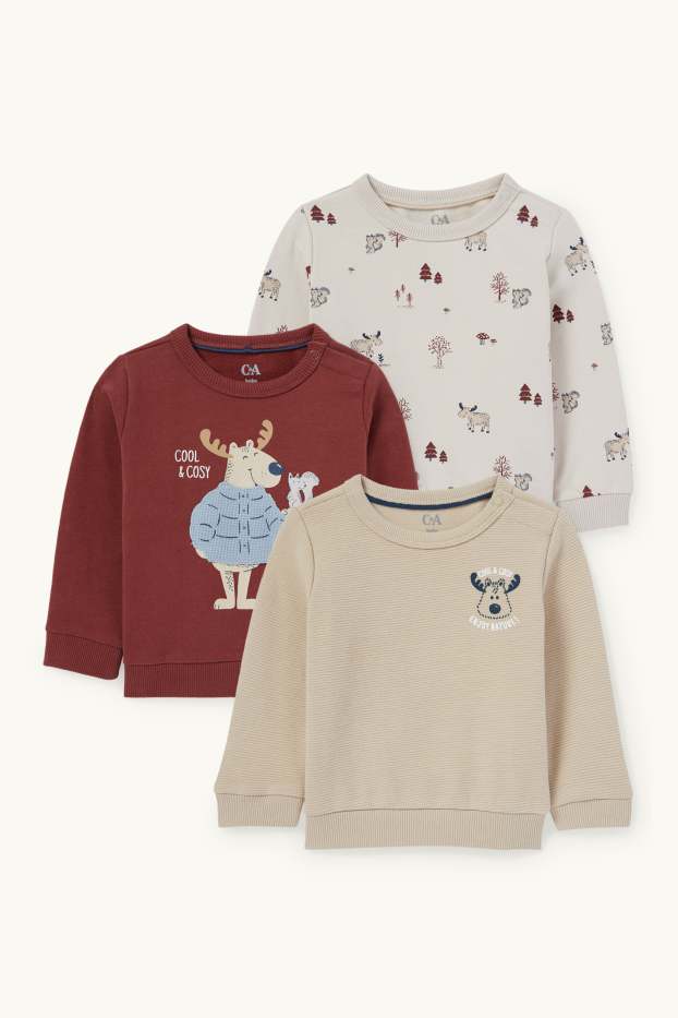 Bébés garçons - Lot de 3 - élan - sweats pour bébé - beige clair