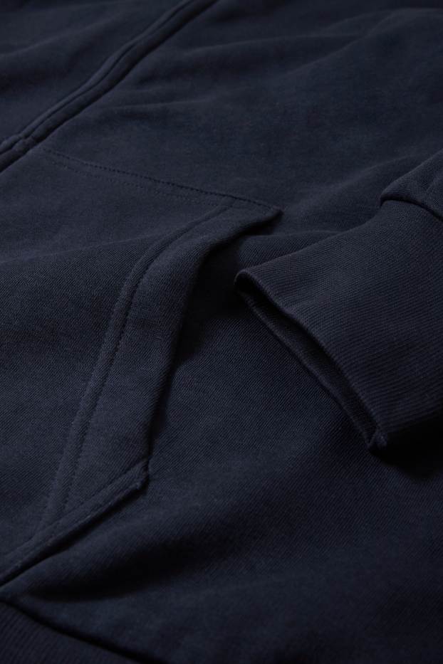 Hommes - Sweat zippé à capuche - bleu foncé