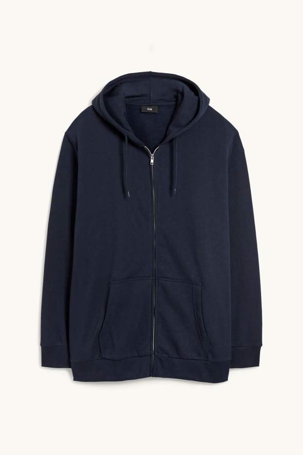 Hommes - Sweat zippé à capuche - bleu foncé