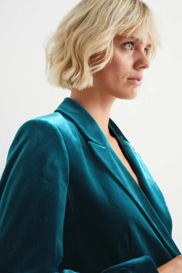Women - Velvet business blazer- regular fit - dark green