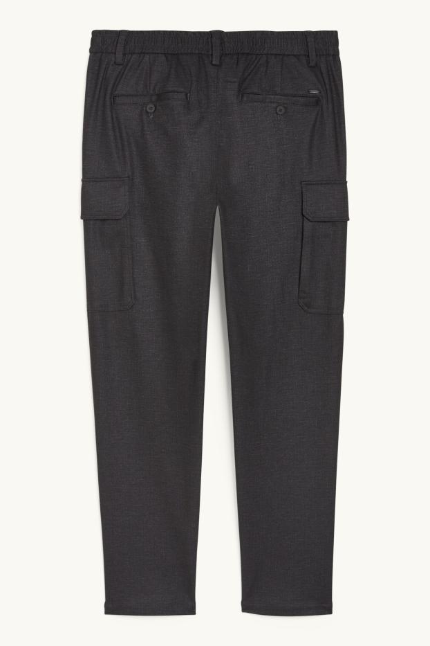 Heren - Cargobroek - tapered fit - Flex - zwart mix
