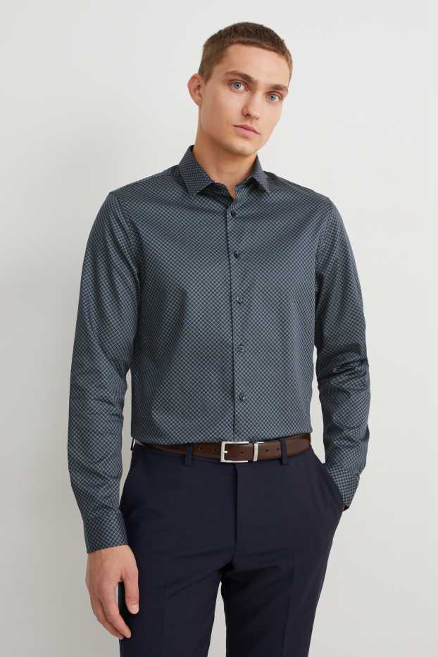 Men - Business shirt - slim fit - Kent collar - easy-iron - blue / beige