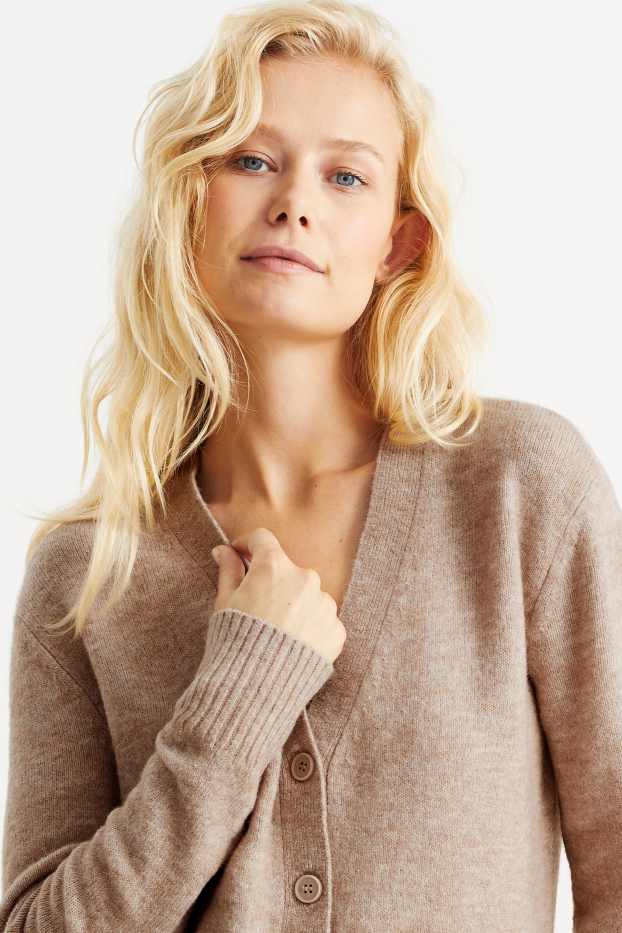 Damen - Basic-Strickjacke - hellbeige