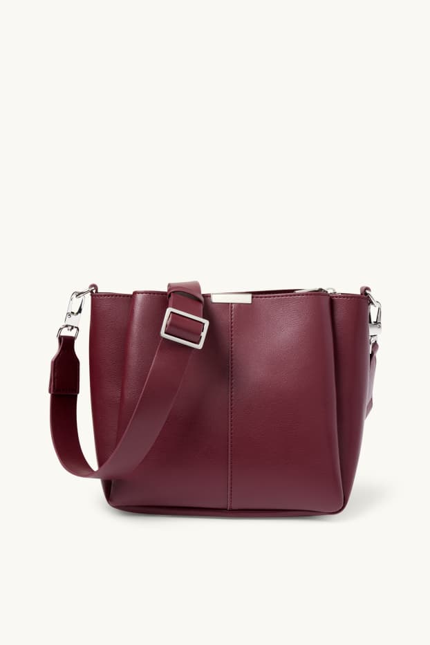 Women - Shoulder bag - faux leather - bordeaux