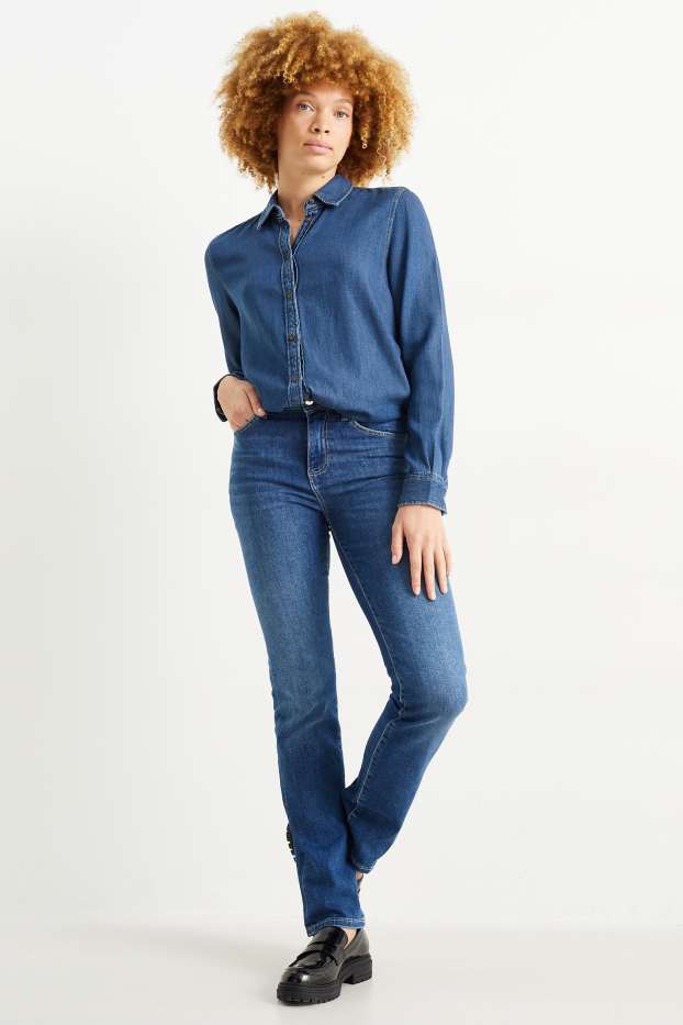 Femmes - Straight jean - mid waist - LYCRA® - jean bleu