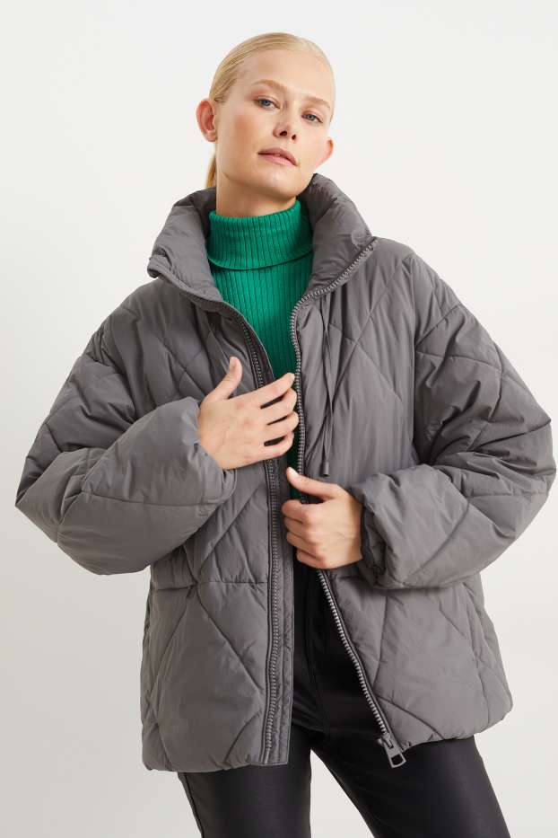 Women - Quilted jacket - gray