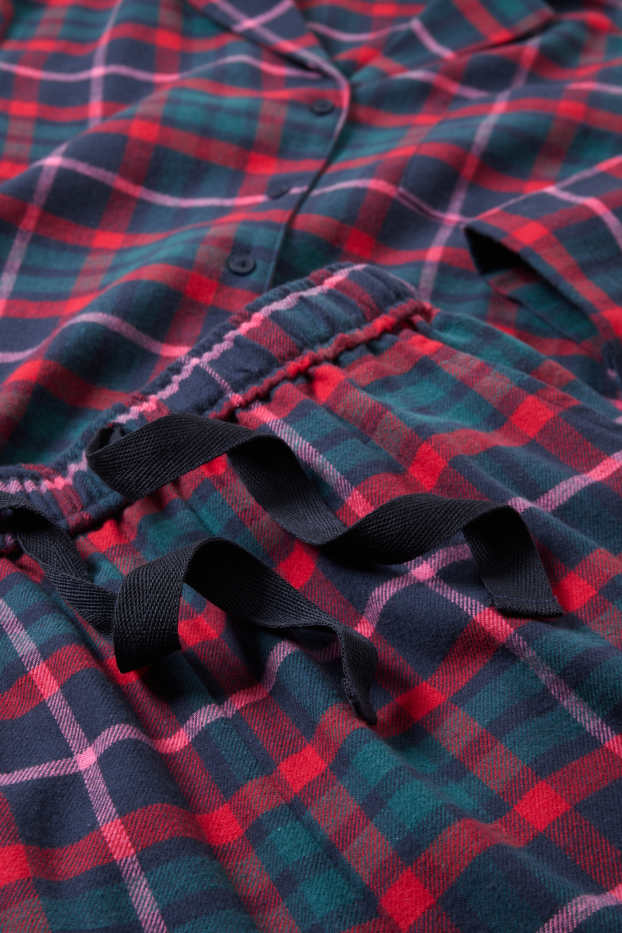 Femmes - Pyjama en flanelle - à carreaux - bleu foncé