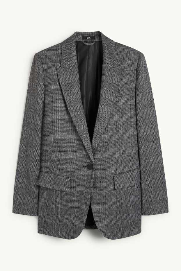 Donna - Blazer oversize - a quadretti - grigio scuro