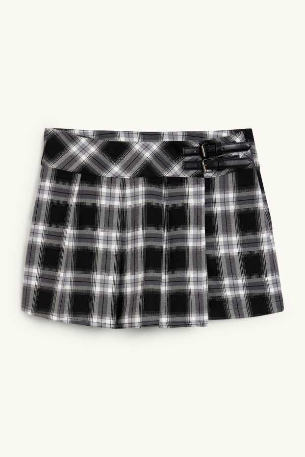 Femmes - Jupe-short - à carreaux - noir