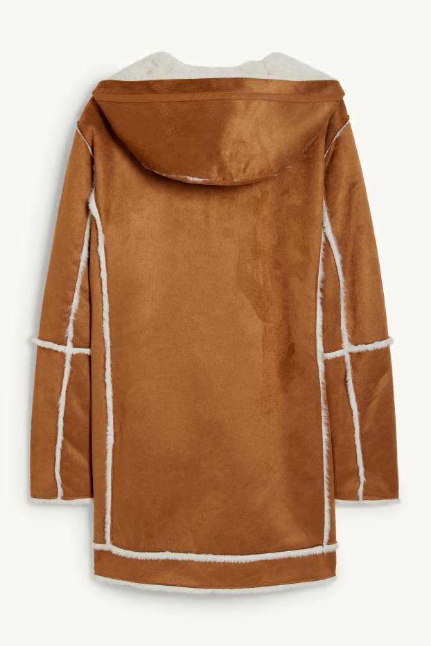 Women - Coat with hood - brown