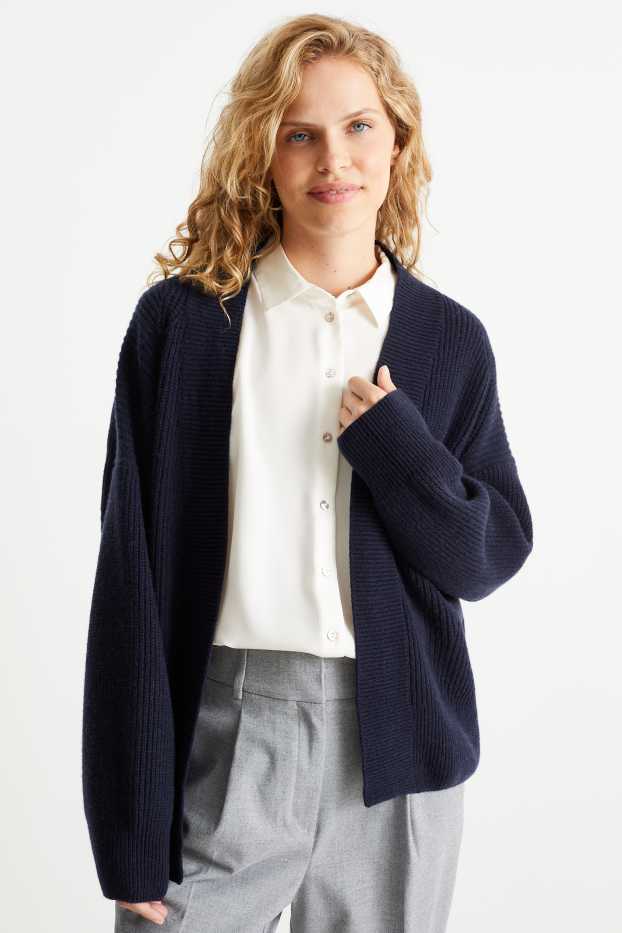 Women - Cashmere cardigan - dark blue