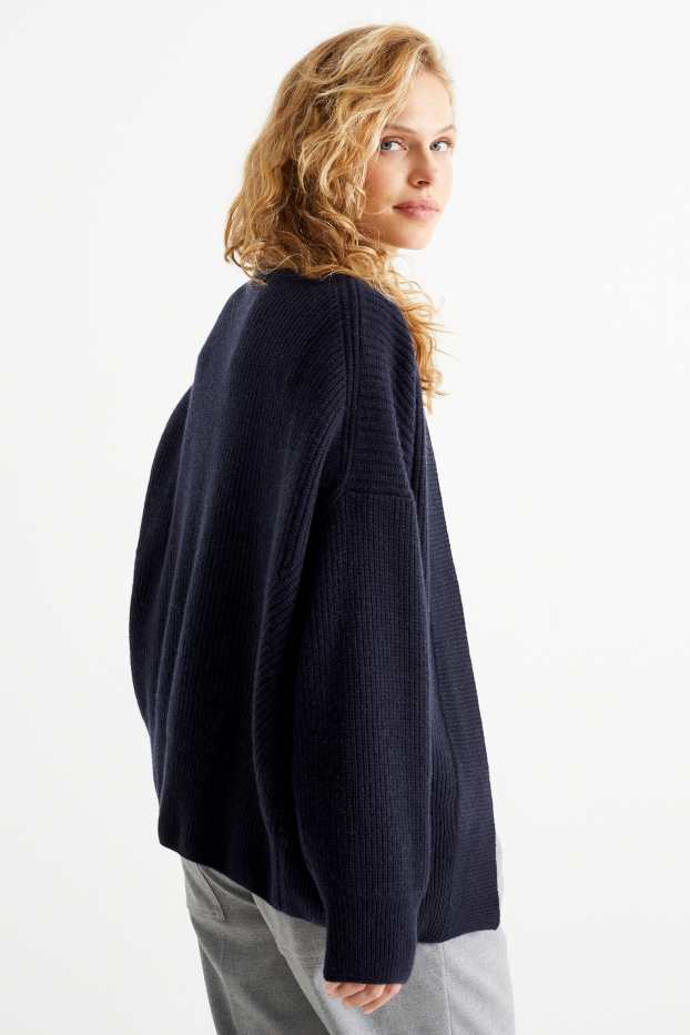 Women - Cashmere cardigan - dark blue