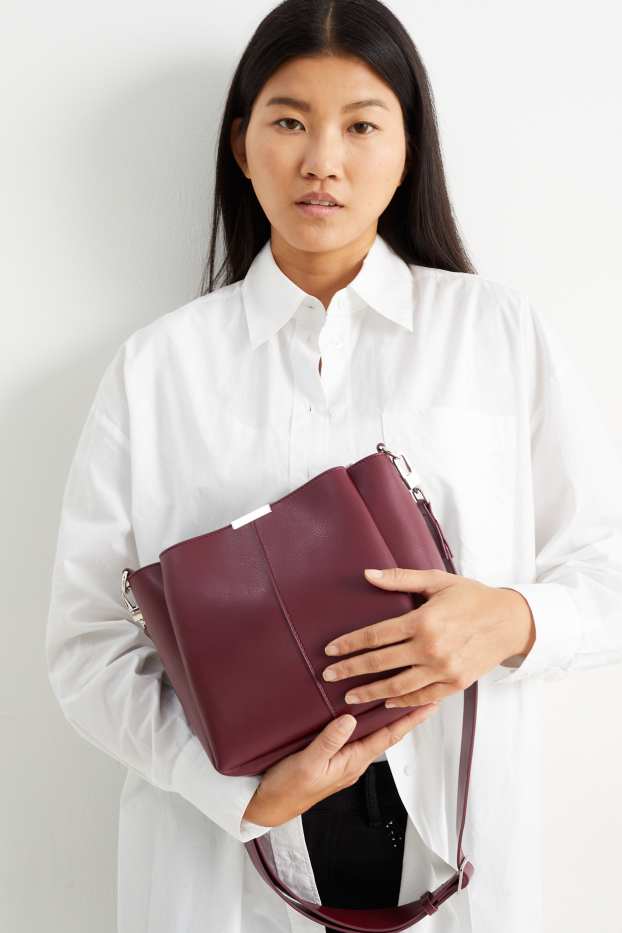 Women - Shoulder bag - faux leather - bordeaux