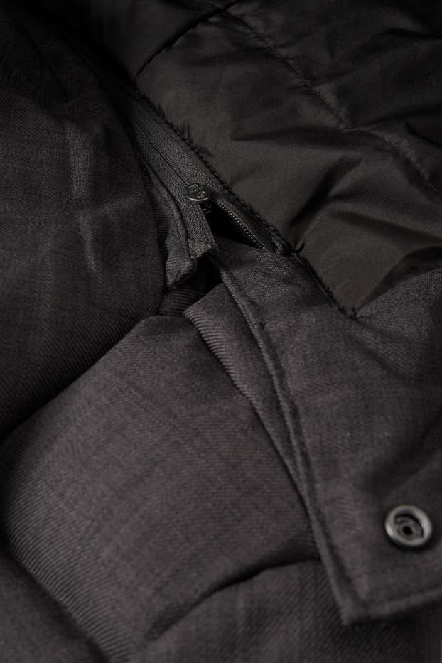 Heren - Parka met capuchon en rand van imitatiebont - winter - donkergrijs