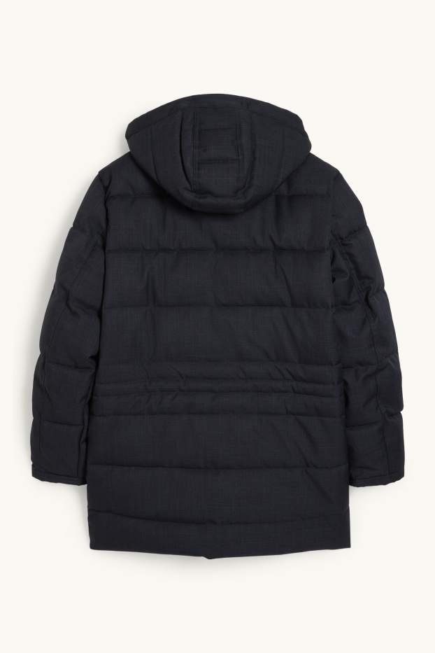Hommes - Parka avec capuche et garniture en imitation fourrure - hiver - bleu foncé