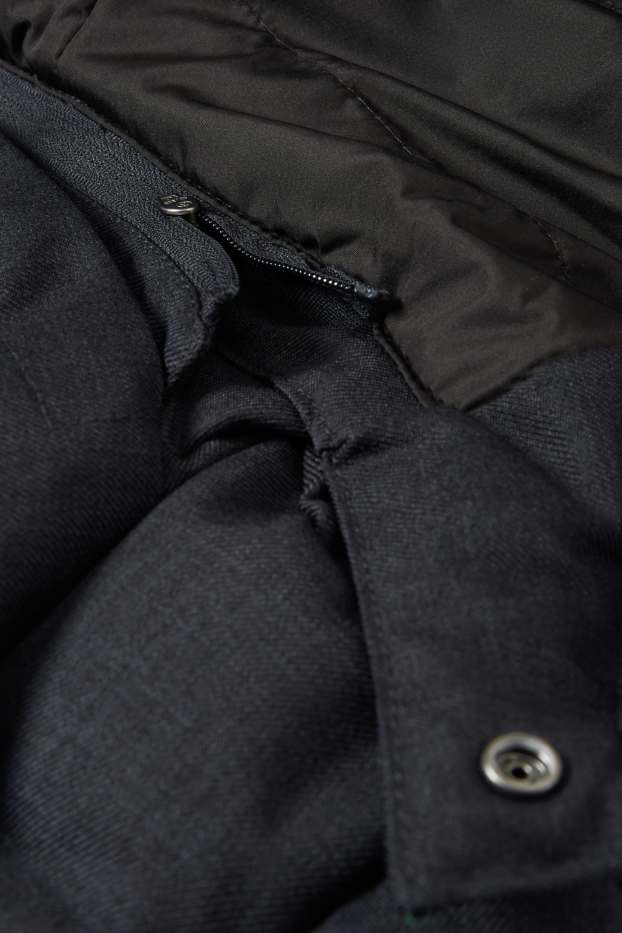 Hommes - Parka avec capuche et garniture en imitation fourrure - hiver - bleu foncé
