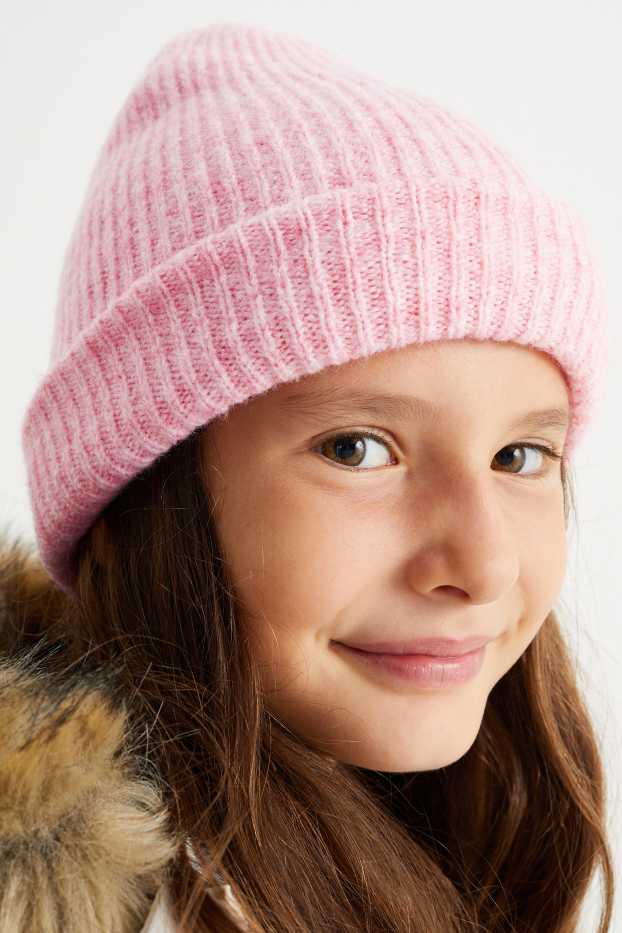 Bambine - Berretto in maglia - rosa