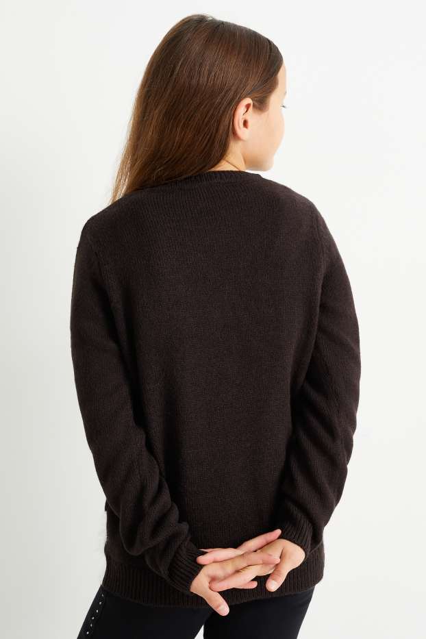 Enfants filles - Renne - pull de Noël - noir