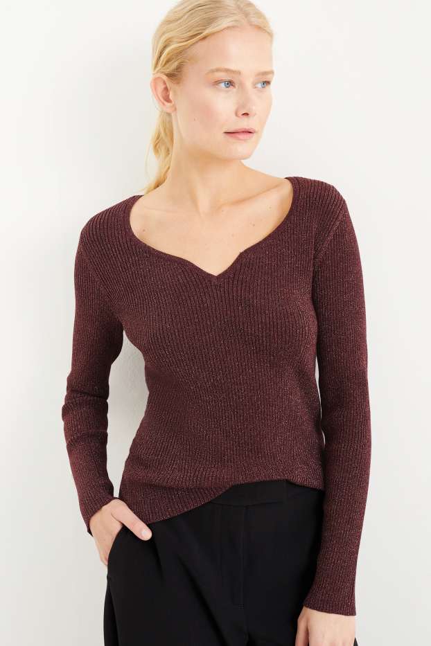 Damen - Pullover - bordeaux