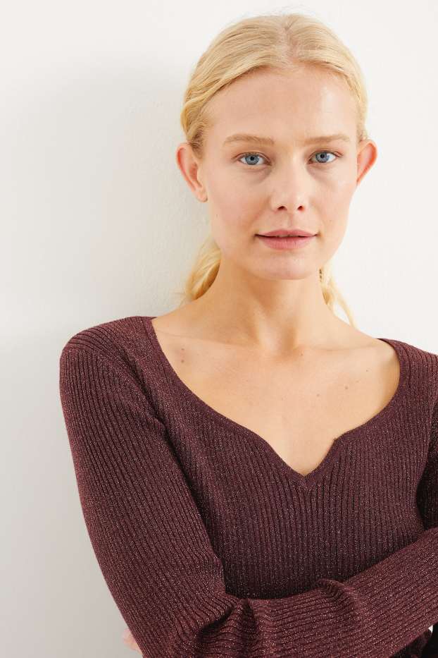 Damen - Pullover - bordeaux