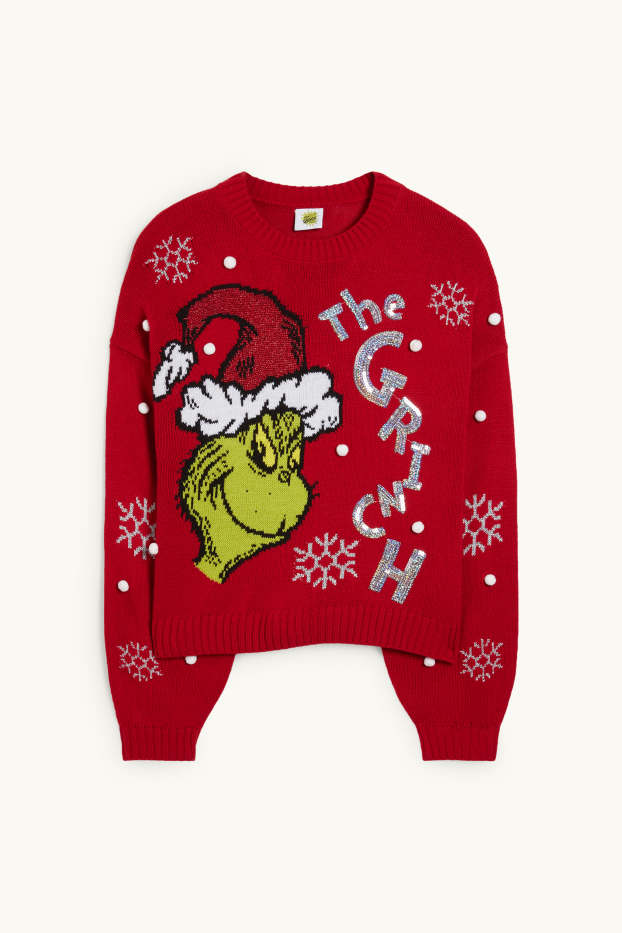 Women - Christmas jumper - The Grinch - dark red