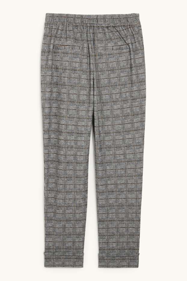 Dona - Pantalons de tela - high waist - tapered fit - de quadres - gris