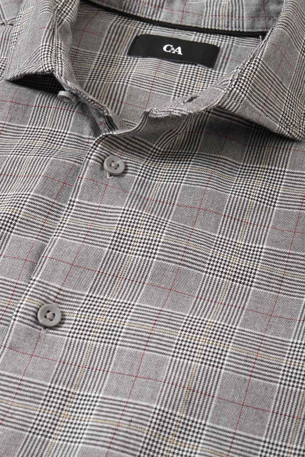 Hommes - Chemise - slim fit - col cutaway - à carreaux - gris