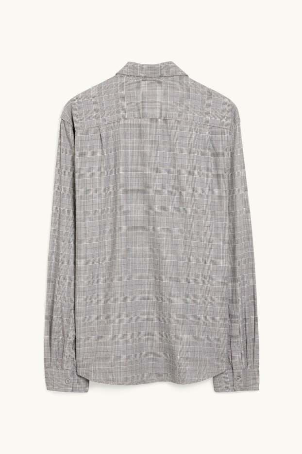 Hommes - Chemise - slim fit - col cutaway - à carreaux - gris