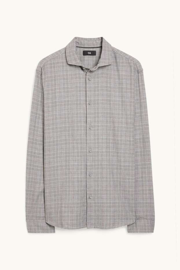 Hommes - Chemise - slim fit - col cutaway - à carreaux - gris