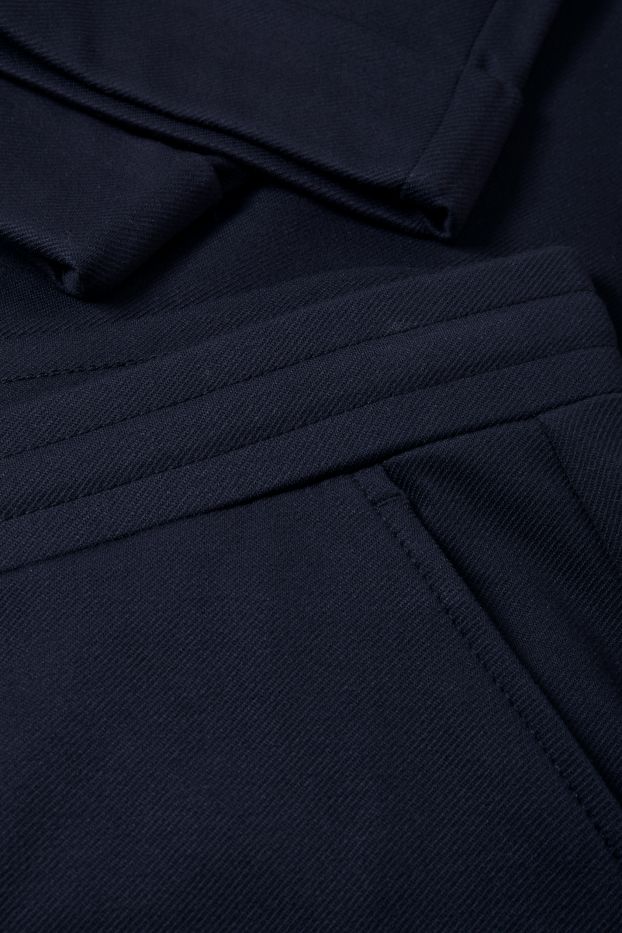 Women - Cloth trousers - mid-rise waist - tapered fit - dark blue