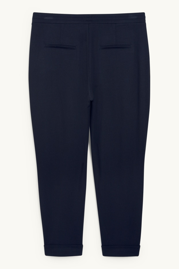 Women - Cloth trousers - mid-rise waist - tapered fit - dark blue