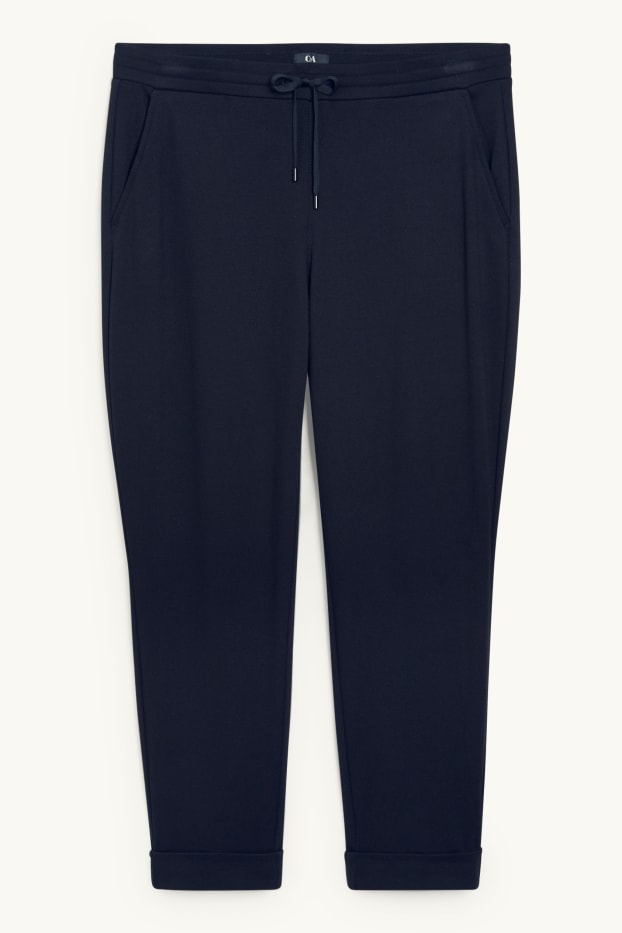 Women - Cloth trousers - mid-rise waist - tapered fit - dark blue