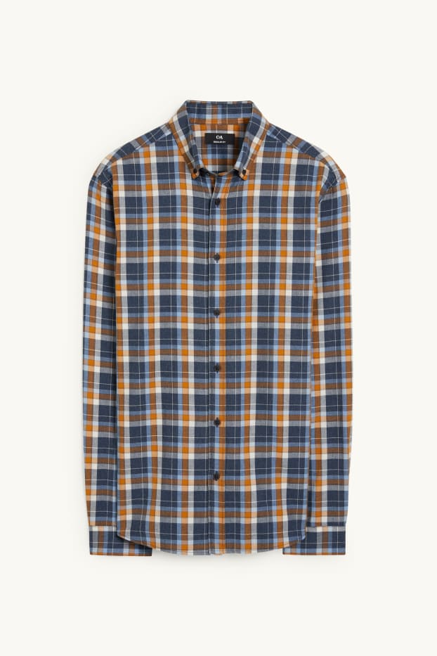 Men - Jumper and shirt - regular fit - button-down collar - havanna