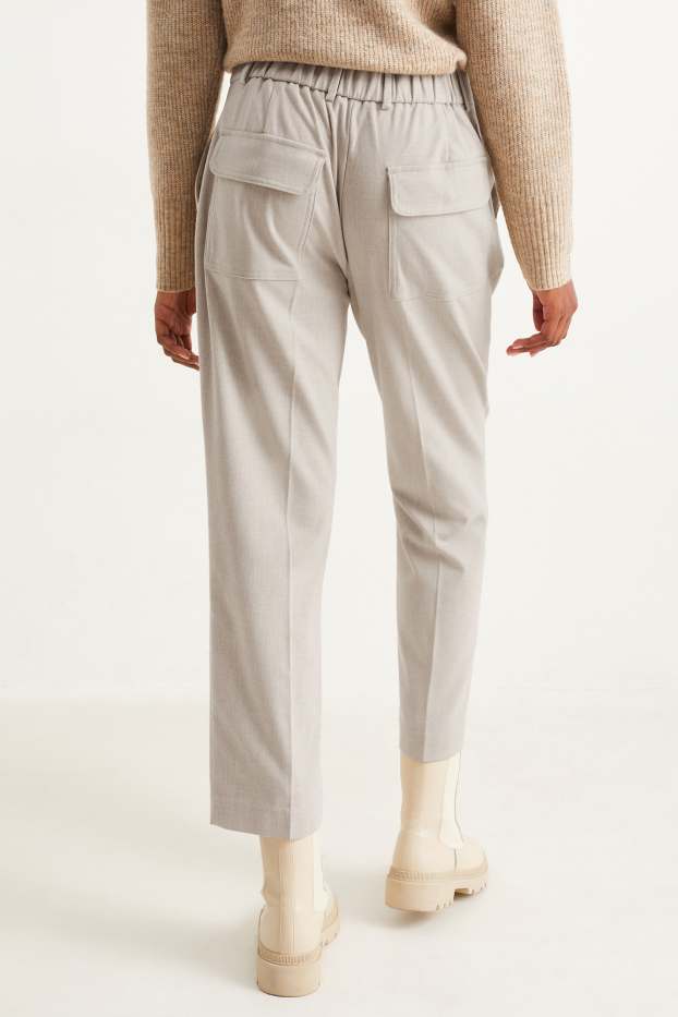 Donna - Pantaloni di stoffa - vita alta - tapered fit - bianco crema
