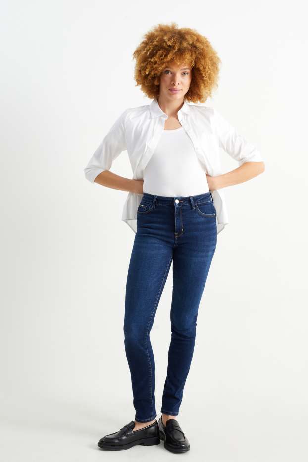 Women - Slim jeans - mid-rise waist - shaping jeans - LYCRA® - blue denim