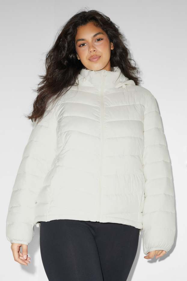 Women - Quilted jacket with hood - cremewhite