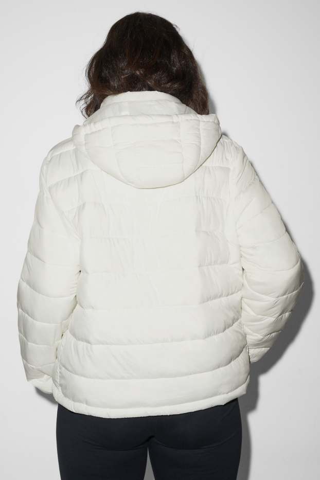 Women - Quilted jacket with hood - cremewhite