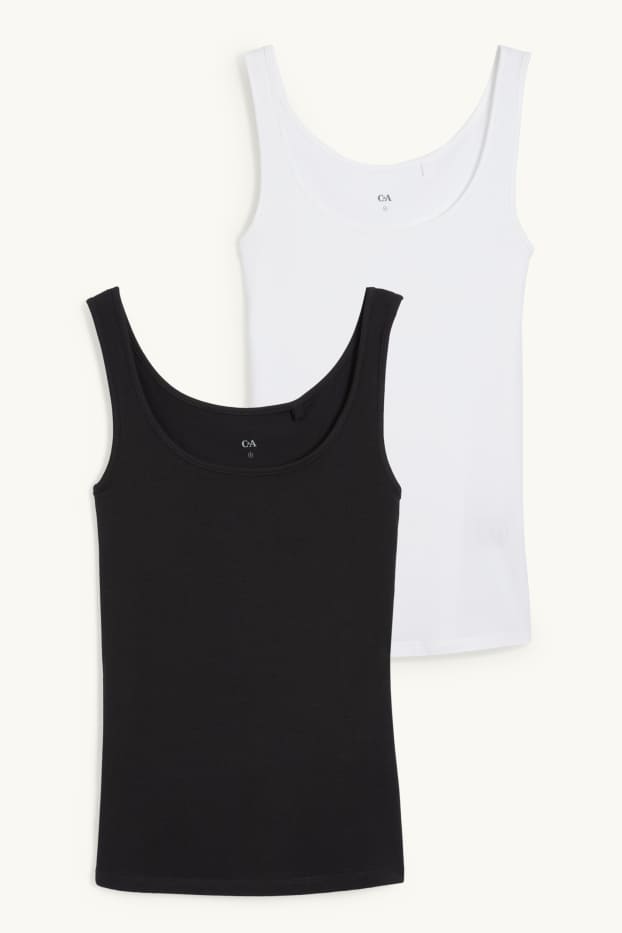 Femmes - Lot de 2 - caracos basiques - blanc / noir