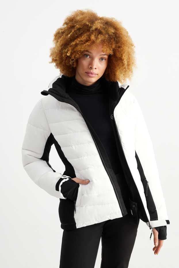 Dámské - Lyžařská bunda s kapucí - bílá