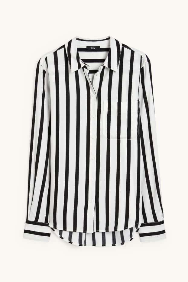 Mujer - Blusa - de rayas - negro / blanco