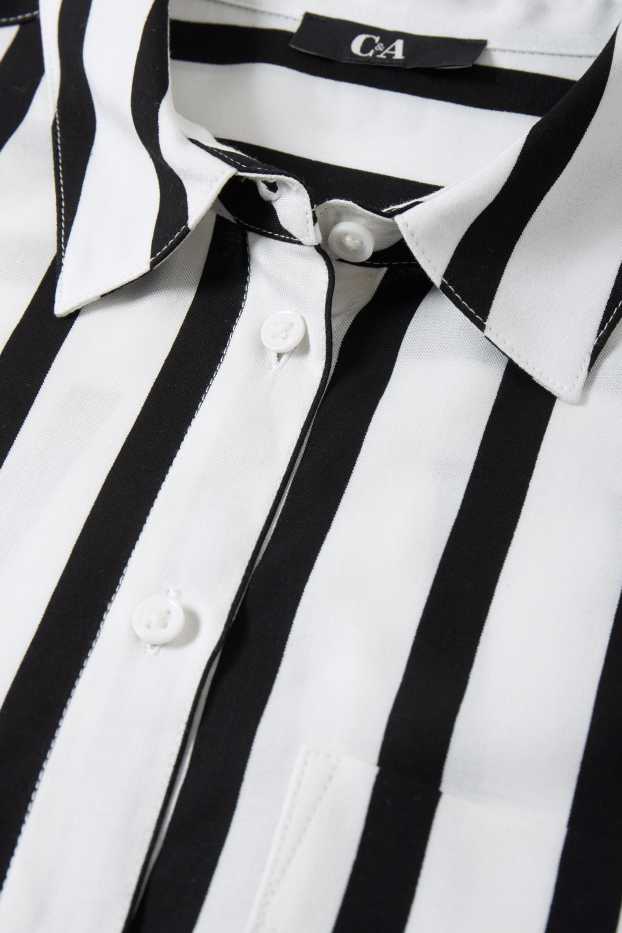 Mujer - Blusa - de rayas - negro / blanco