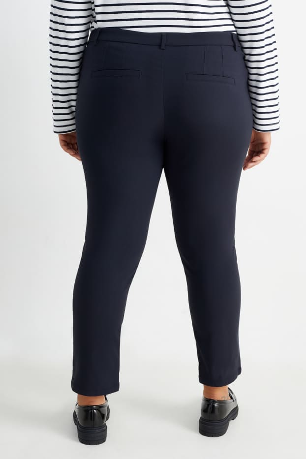 Femmes - Pantalon en toile - mid waist - straight fit - bleu foncé