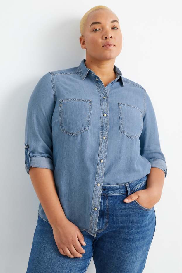 Women - Denim blouse - denim-light blue