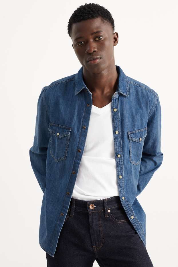 Herren - Jeanshemd - Regular Fit - Kent - dunkeljeansblau