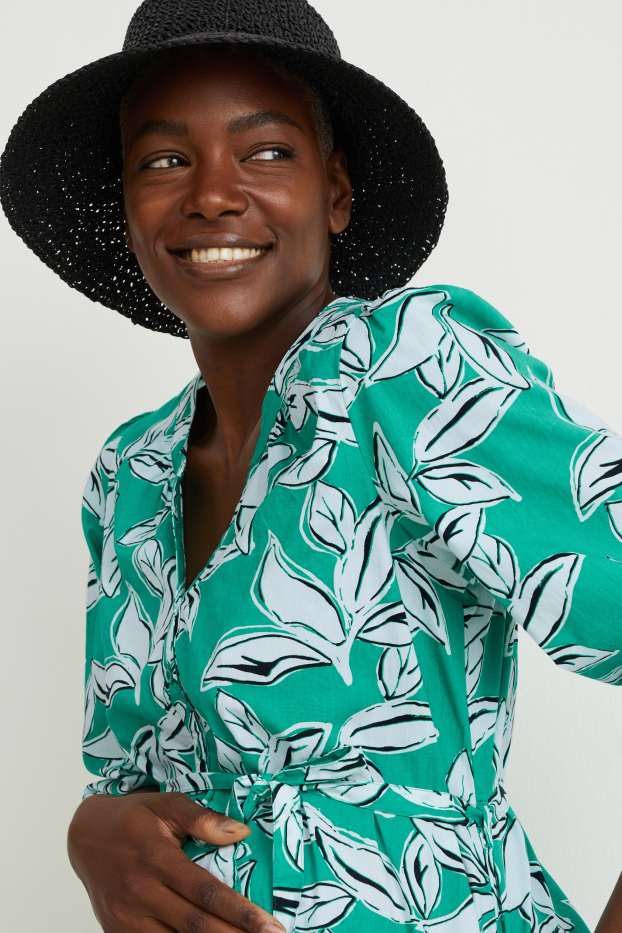 Women - Nursing shirt dress - patterned - green