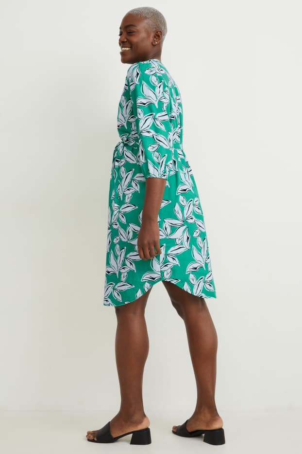 Women - Nursing shirt dress - patterned - green