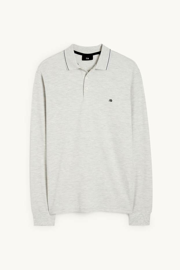 Men - Polo shirt - light gray-melange